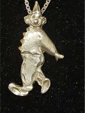 925 Sterling Silver Clown Charm Pendant Necklace 18" Chain 3.83g